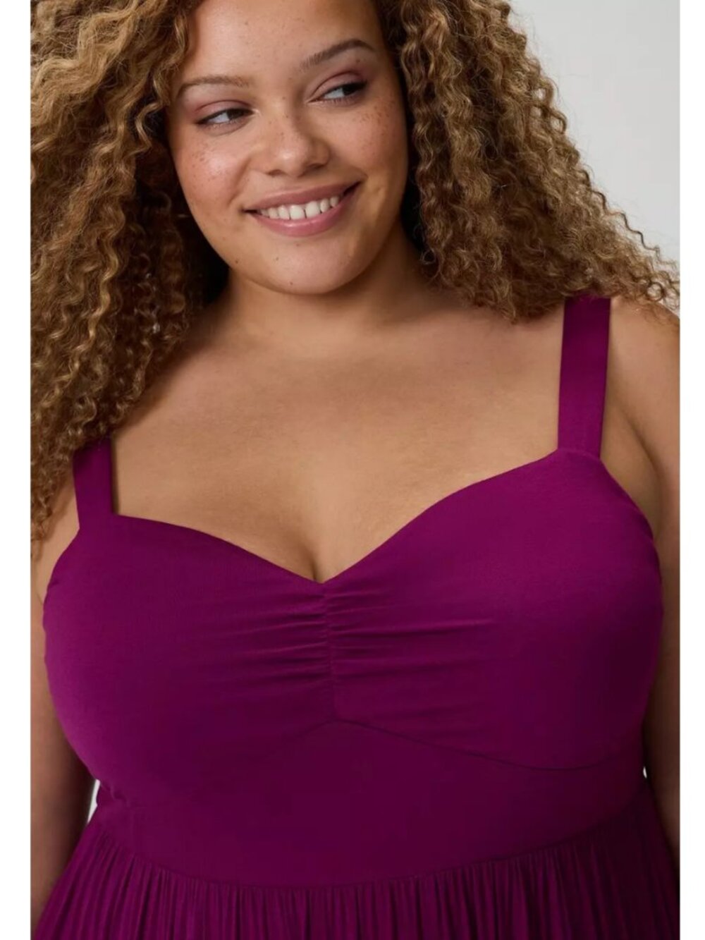 NWT Torrid 1 Plum Caspia Sweetheart Lace Inset Maxi Dress 1X 14 16 - Picture 3 of 12